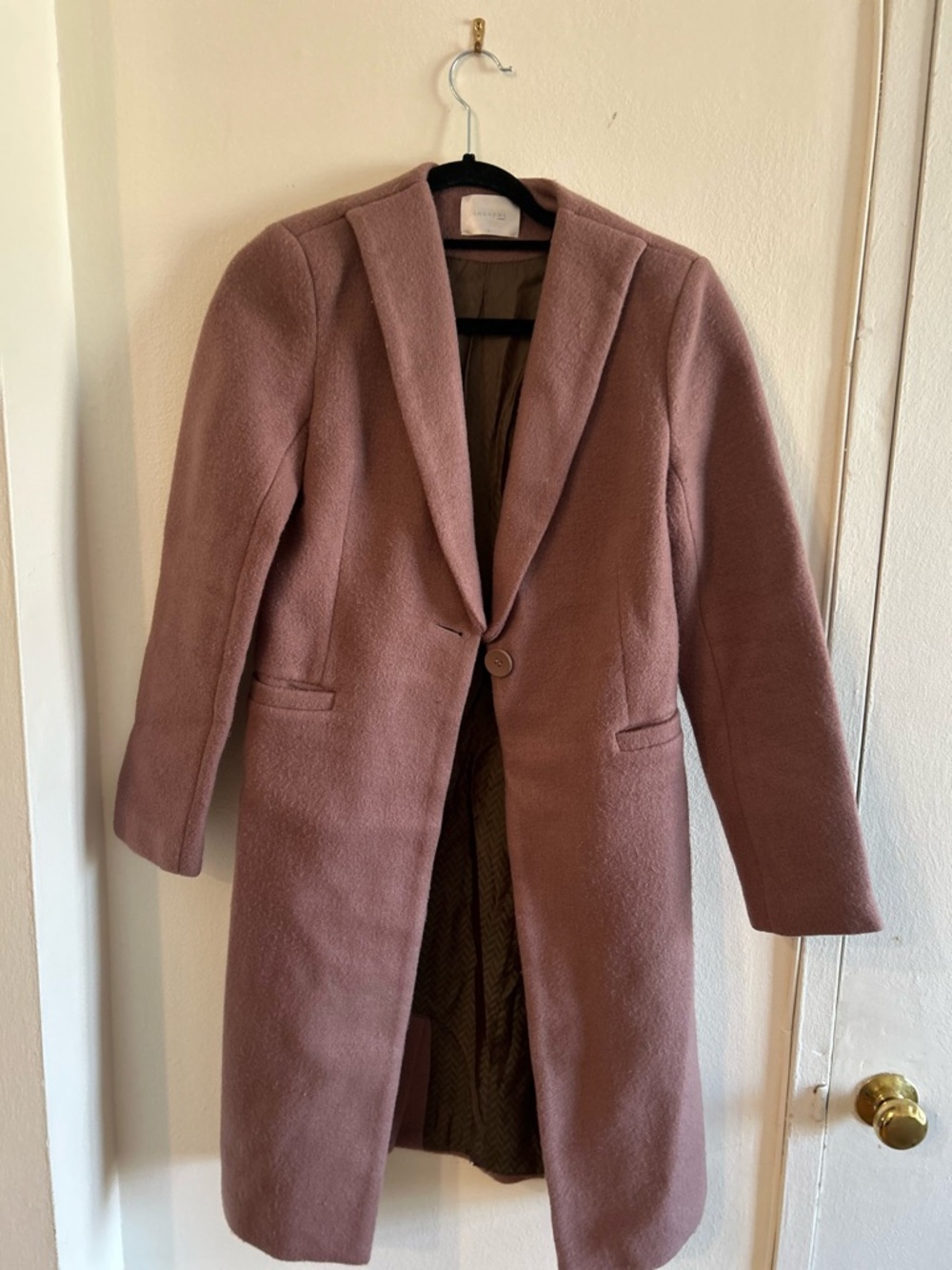Tailored Single-Button Pea Coat in Dusty Rose